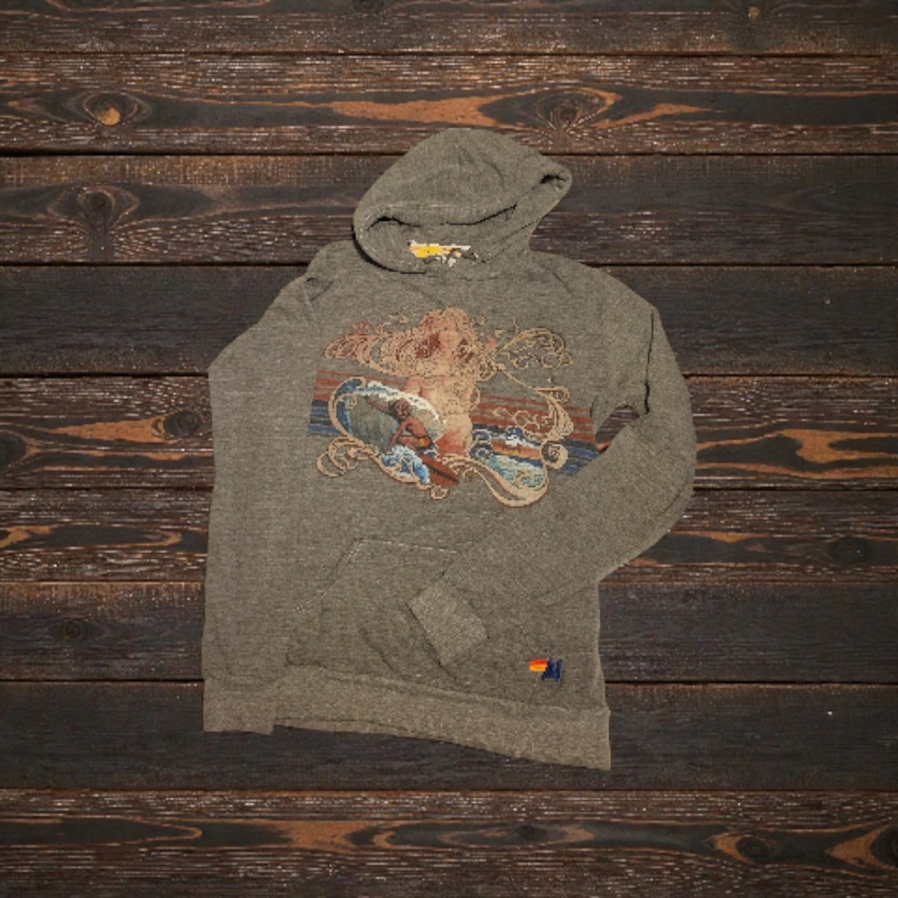 Aviator Nation Surf Goddess Vintage Hoodie Medium